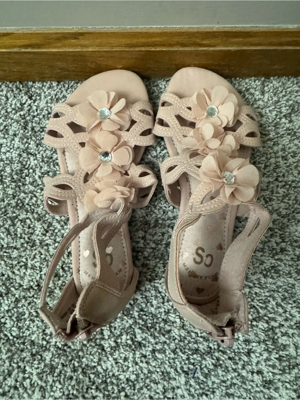 Girls SO Pink Floral Gem Sandals Size 13